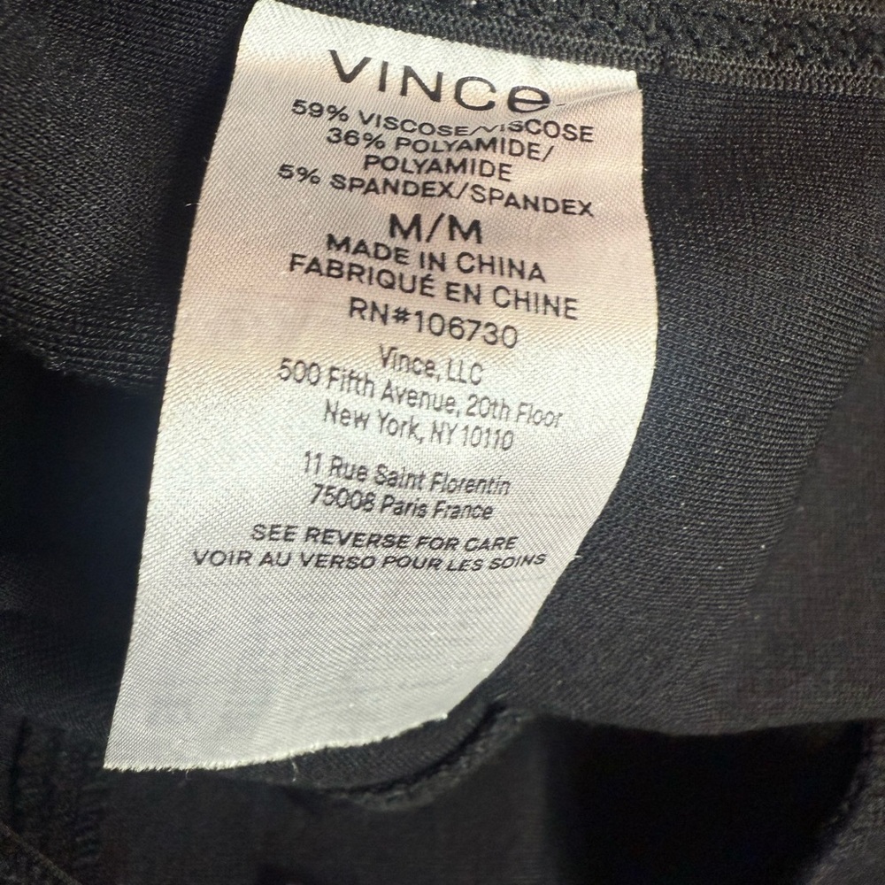 Vince Classic Black Pull-On Leggings Viscose Blend Stretch Back Seam W1221 Sz M - Picture 6 of 7